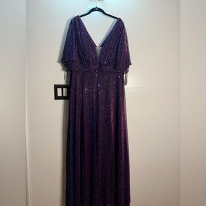 Sparkling Deep Purple V-Neck Maxi Dress